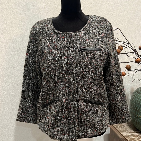 NWT Sanctuary Tweed Salt and Pepper Blazer - Size Large - Picture 1 of 8